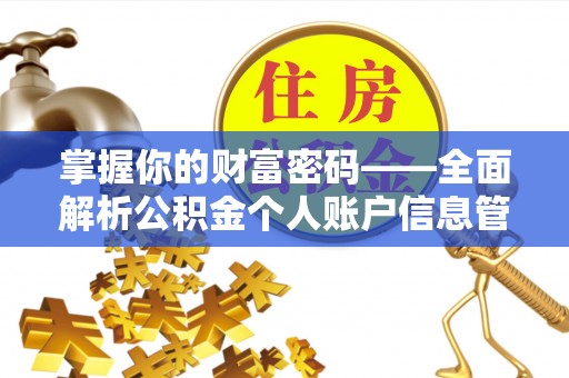 芜湖掌握你的财富密码——全面解析公积金个人账户信息管理与优化